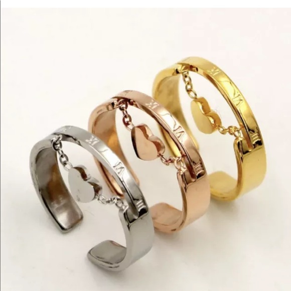 Ring Heart Chain Dangle Open Rose Gold luxury - Picture 4 of 4